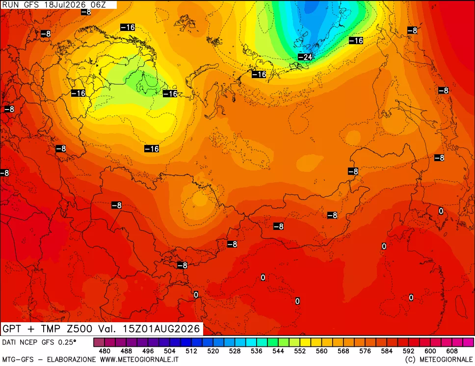 mappa 500 hPa GPT + Temp