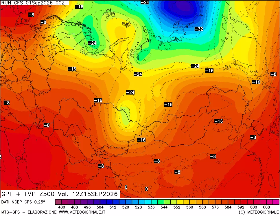 mappa 500 hPa GPT + Temp