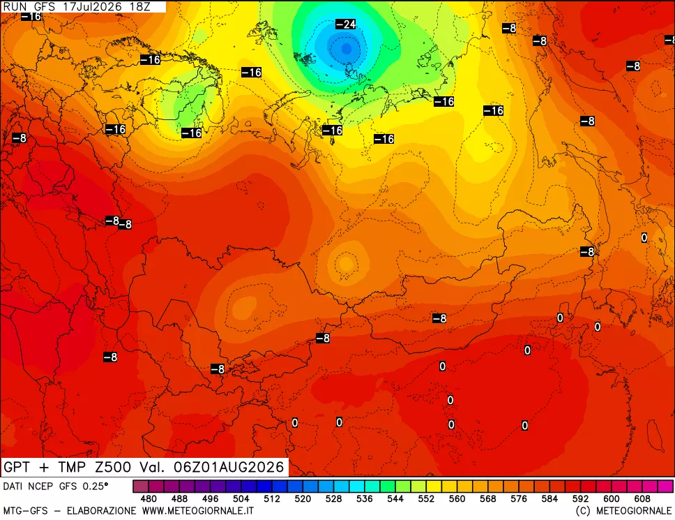mappa 500 hPa GPT + Temp