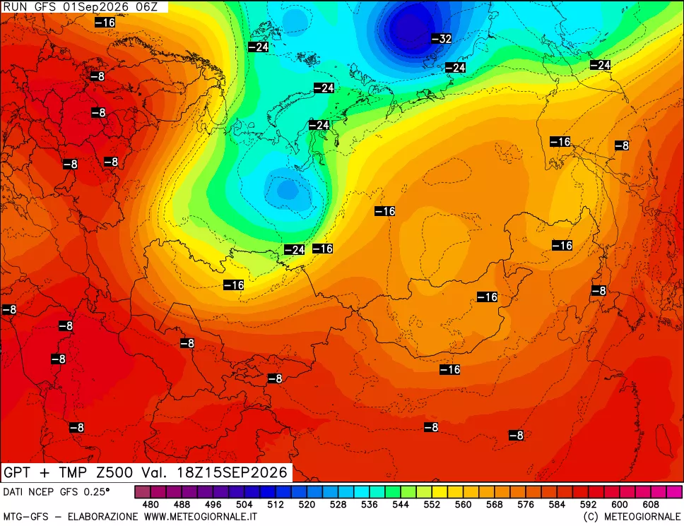mappa 500 hPa GPT + Temp
