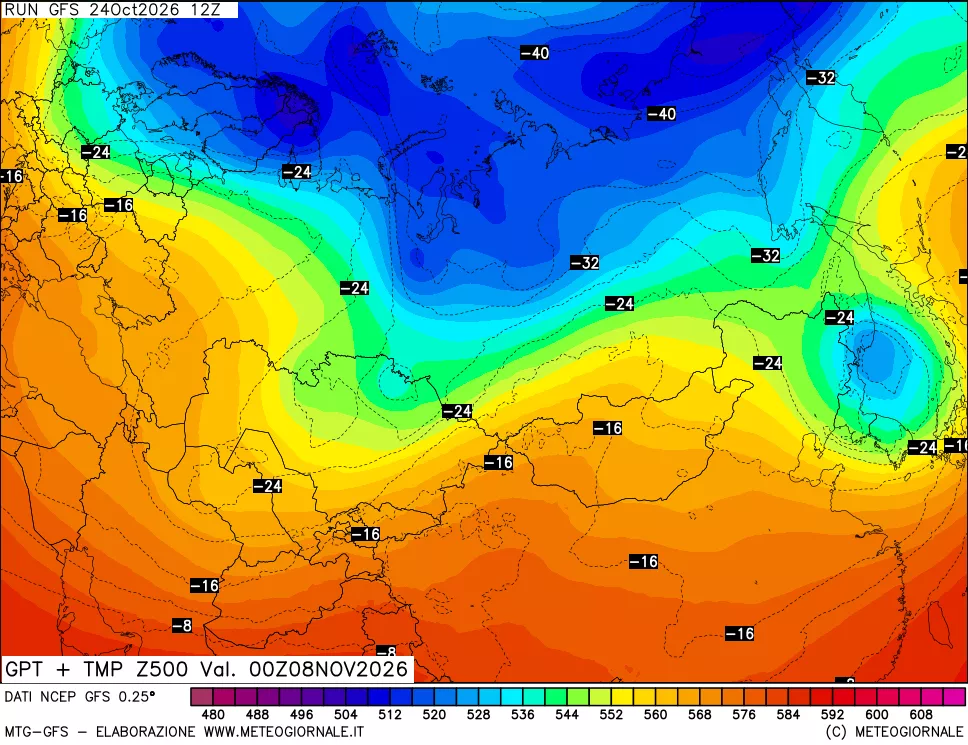 mappa 500 hPa GPT + Temp