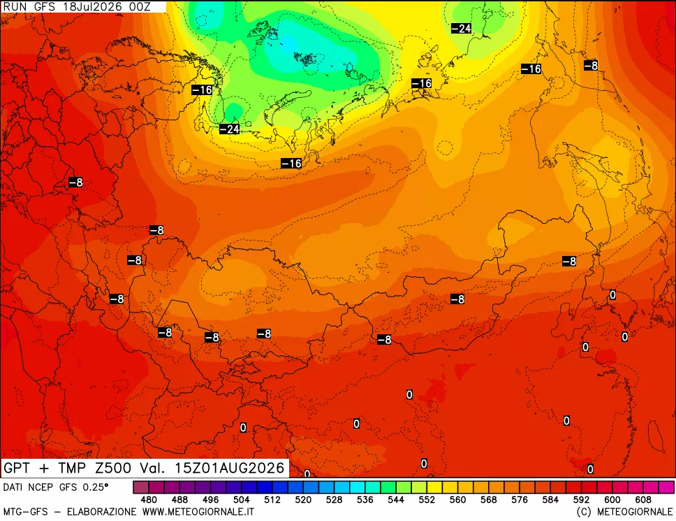 mappa 500 hPa GPT + Temp
