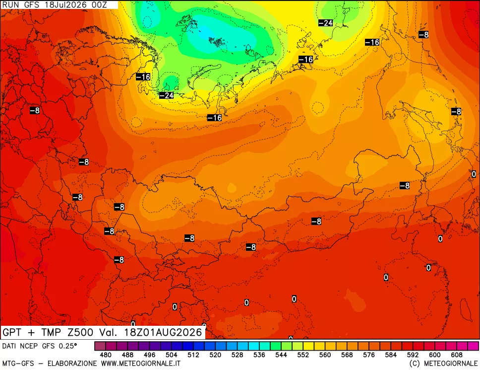 mappa 500 hPa GPT + Temp