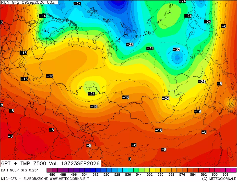 mappa 500 hPa GPT + Temp