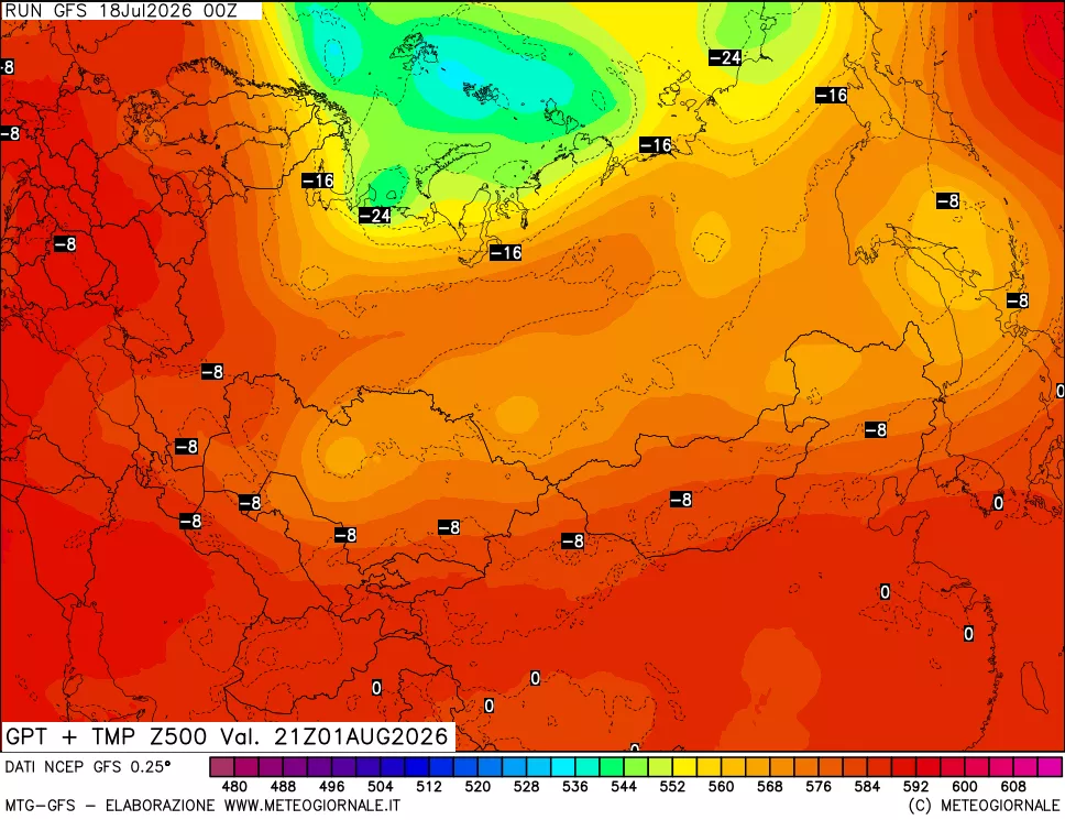 mappa 500 hPa GPT + Temp