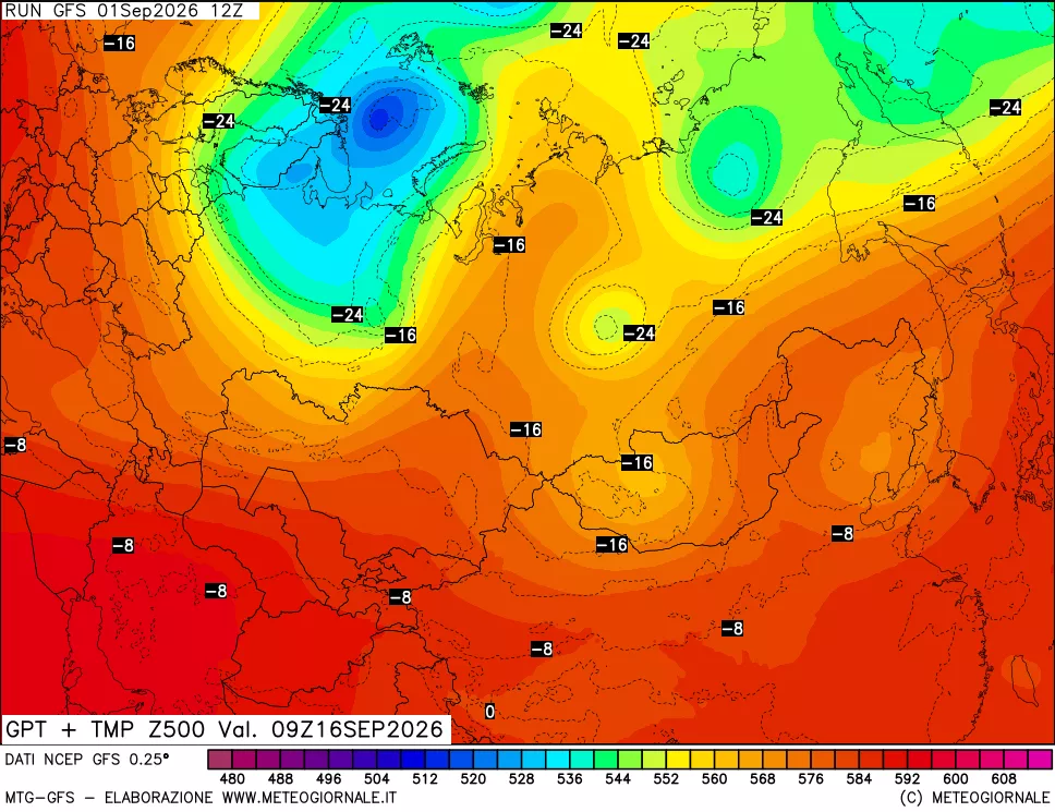 mappa 500 hPa GPT + Temp