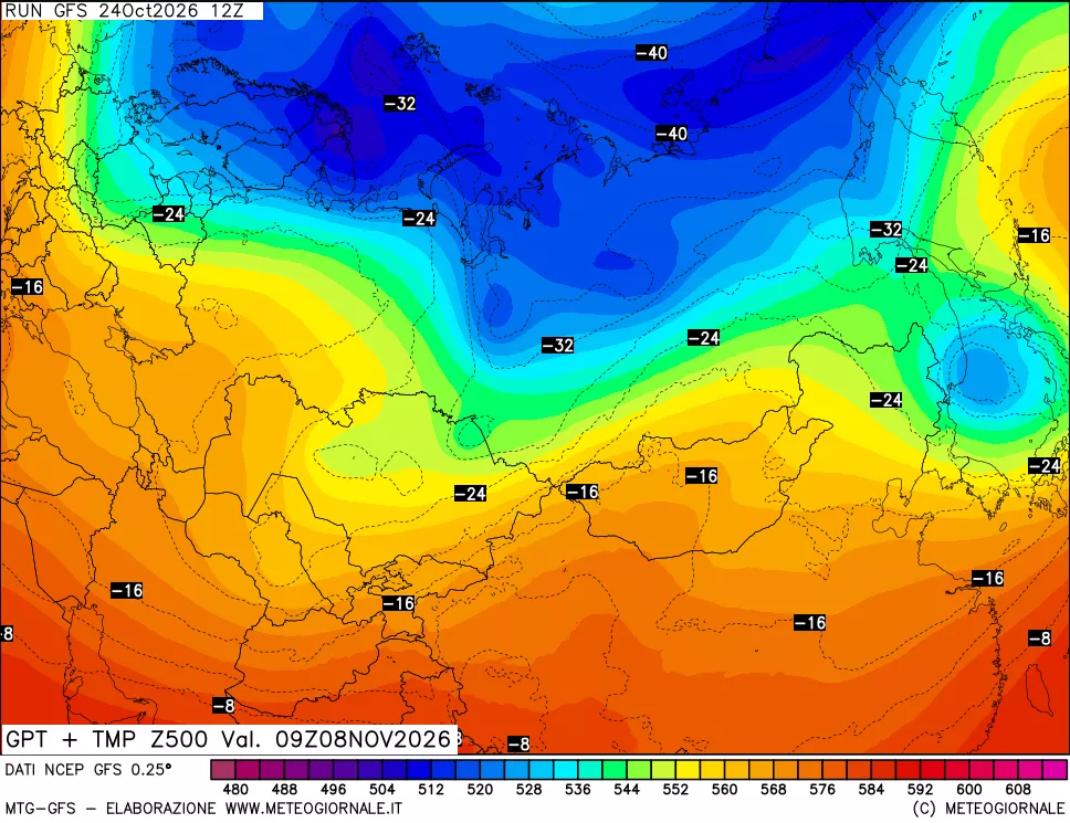 mappa 500 hPa GPT + Temp