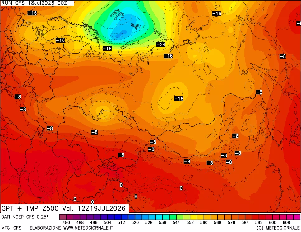 mappa 500 hPa GPT + Temp