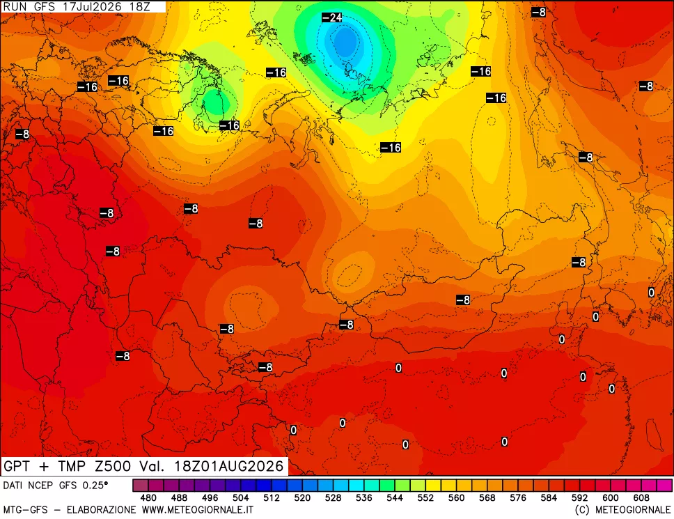 mappa 500 hPa GPT + Temp