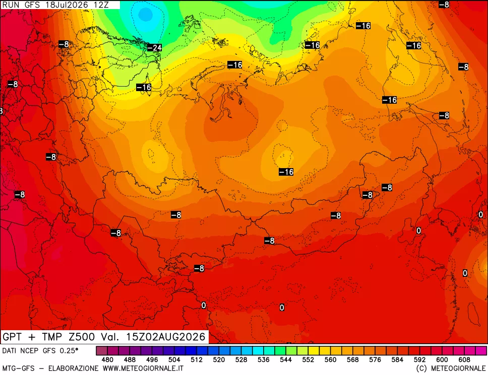 mappa 500 hPa GPT + Temp