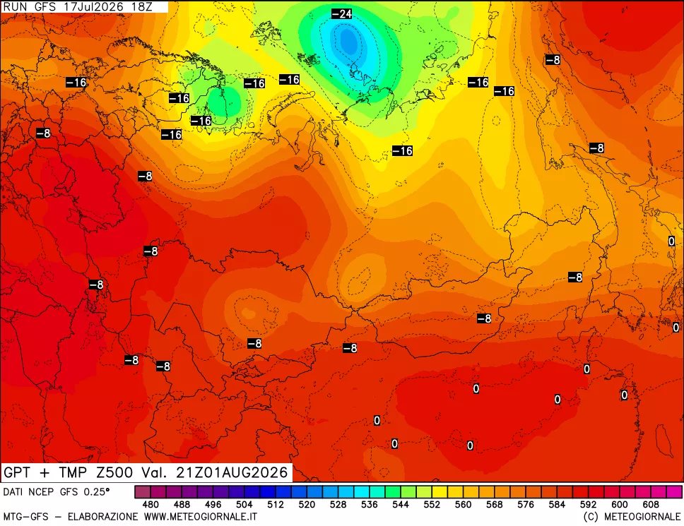 mappa 500 hPa GPT + Temp