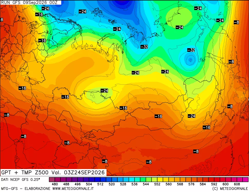 mappa 500 hPa GPT + Temp