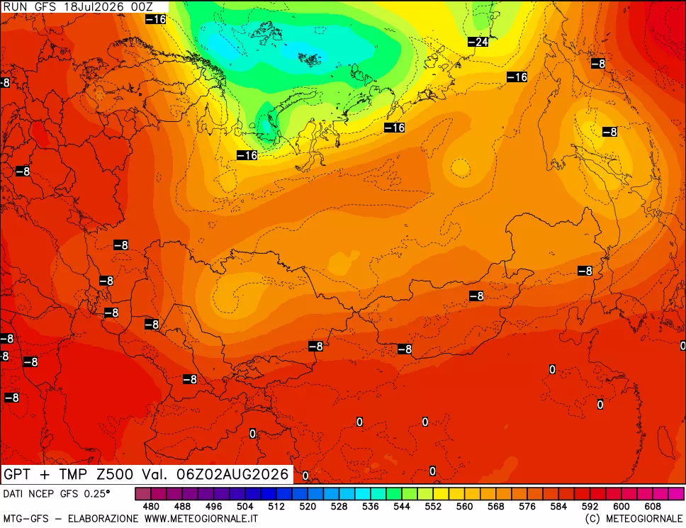 mappa 500 hPa GPT + Temp