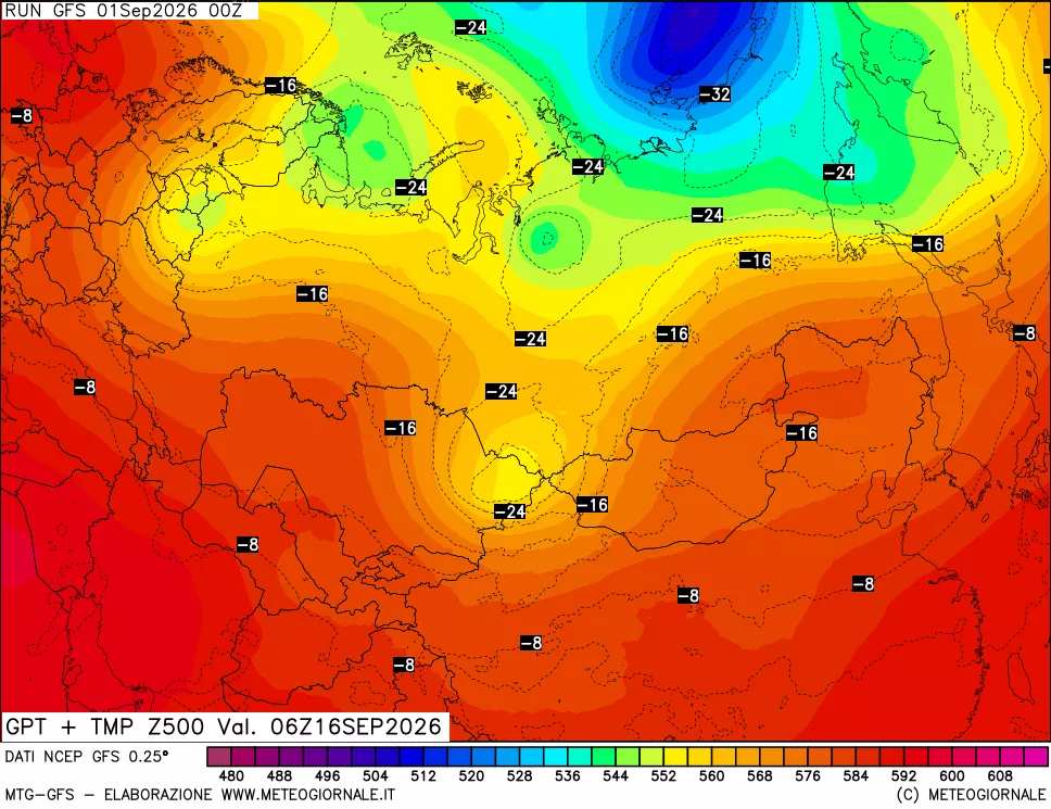 mappa 500 hPa GPT + Temp