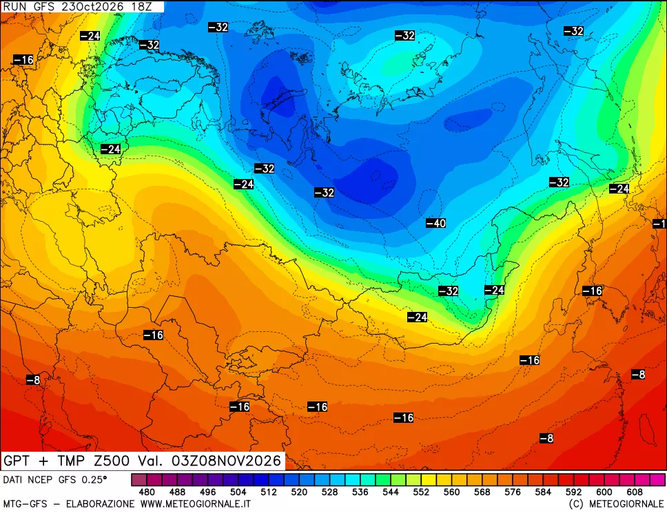 mappa 500 hPa GPT + Temp