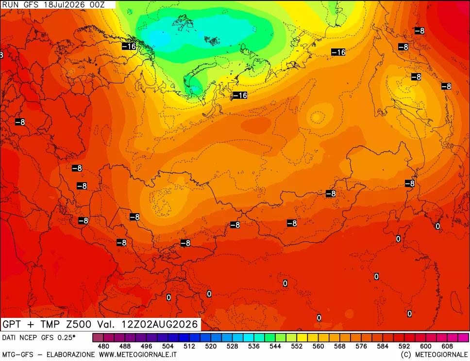 mappa 500 hPa GPT + Temp