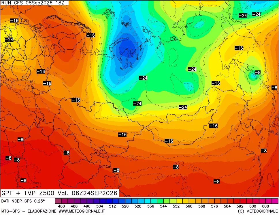mappa 500 hPa GPT + Temp