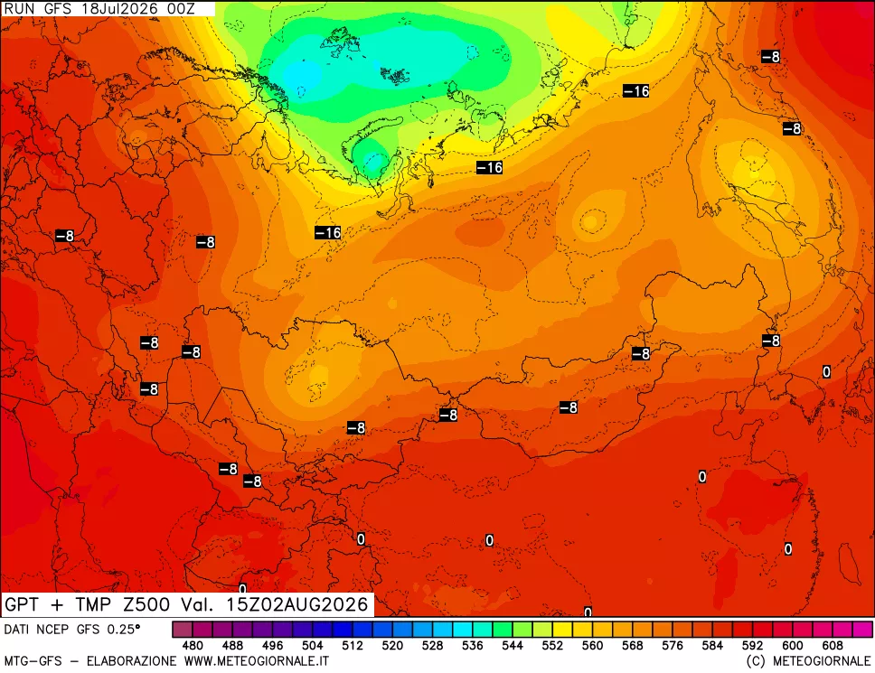 mappa 500 hPa GPT + Temp