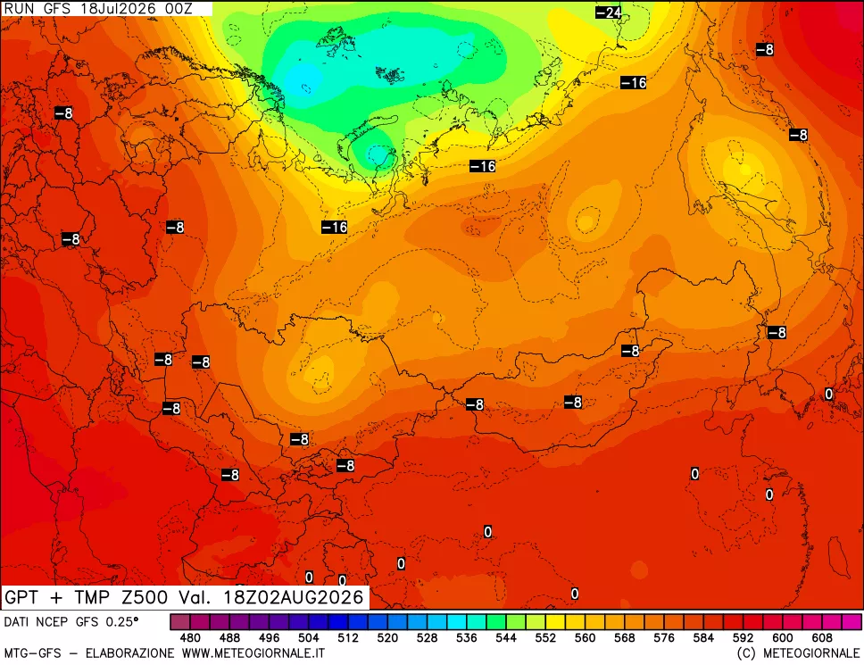 mappa 500 hPa GPT + Temp