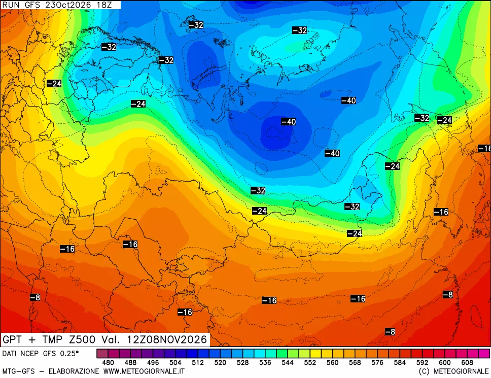 mappa 500 hPa GPT + Temp