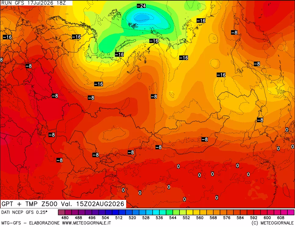 mappa 500 hPa GPT + Temp