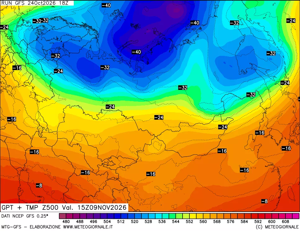 mappa 500 hPa GPT + Temp