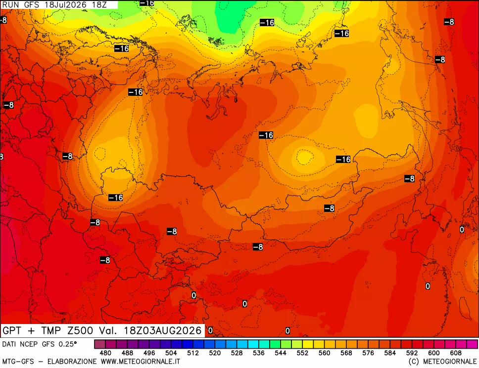 mappa 500 hPa GPT + Temp