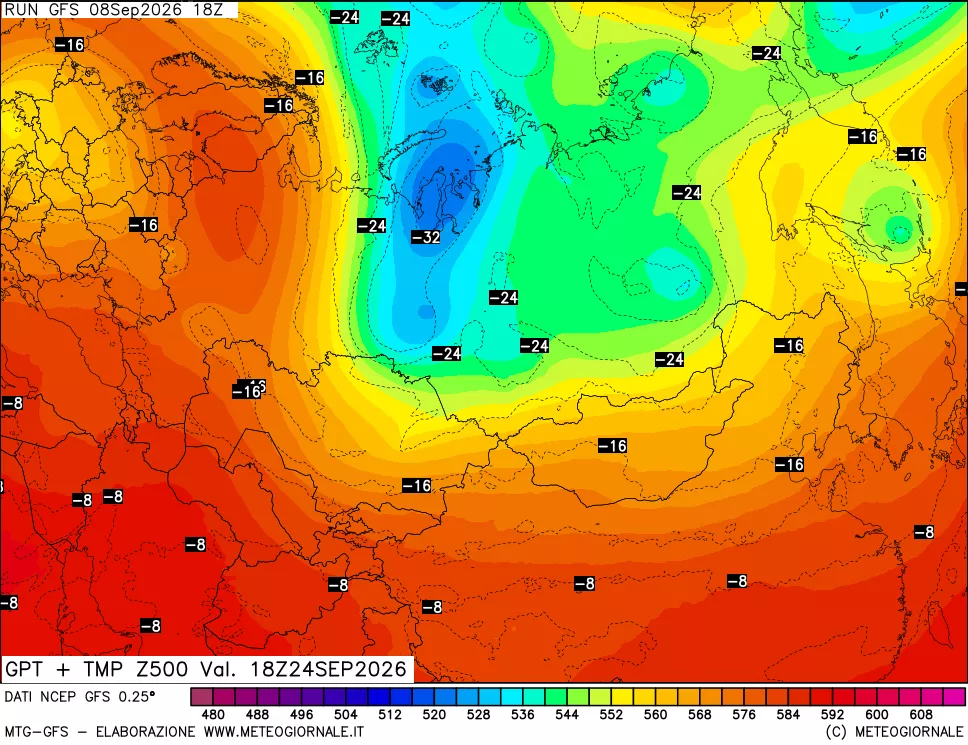 mappa 500 hPa GPT + Temp