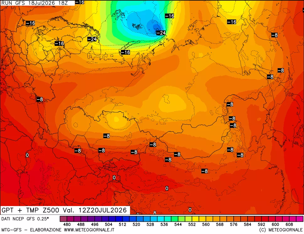 mappa 500 hPa GPT + Temp