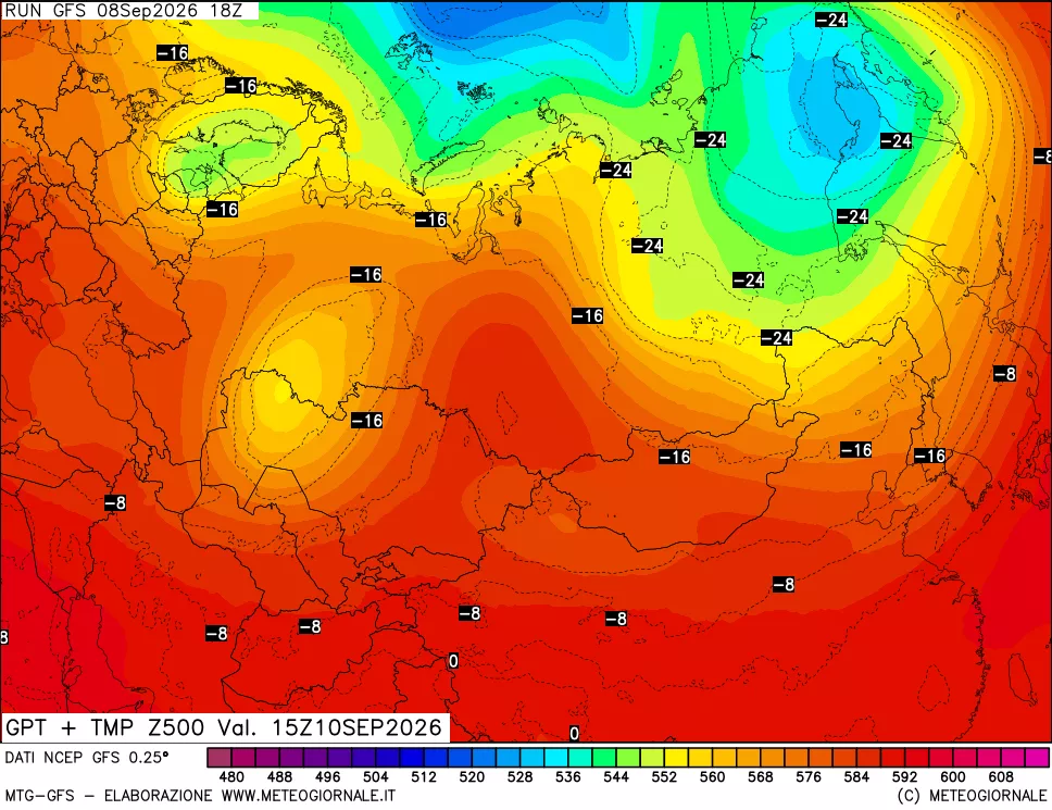 mappa 500 hPa GPT + Temp