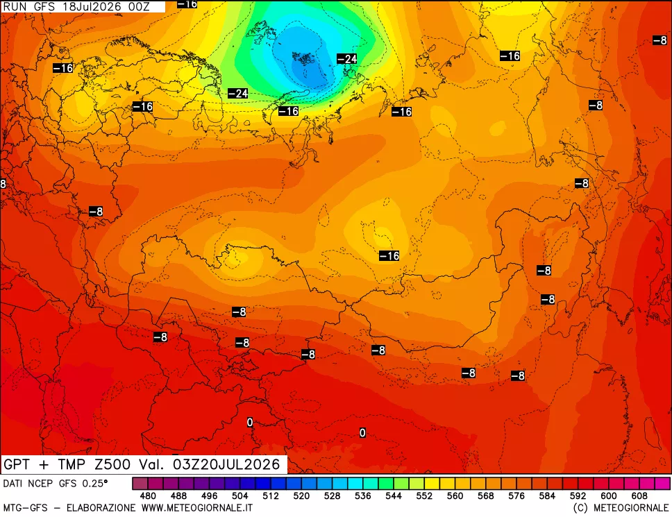 mappa 500 hPa GPT + Temp