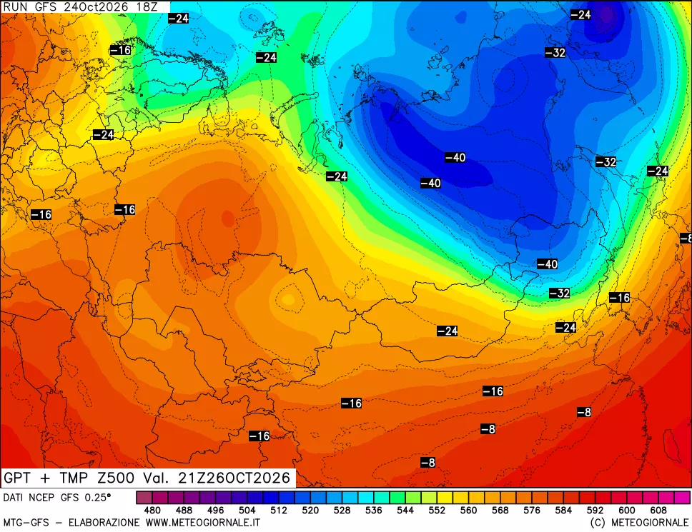 mappa 500 hPa GPT + Temp
