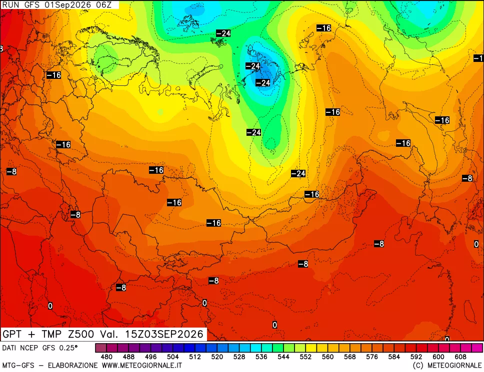 mappa 500 hPa GPT + Temp