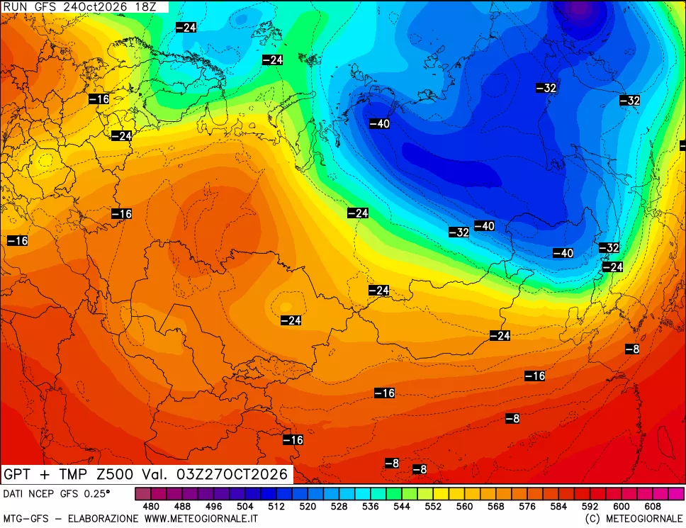 mappa 500 hPa GPT + Temp