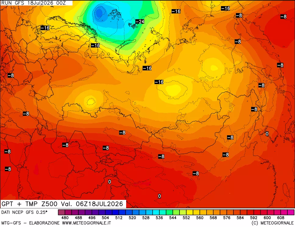 mappa 500 hPa GPT + Temp