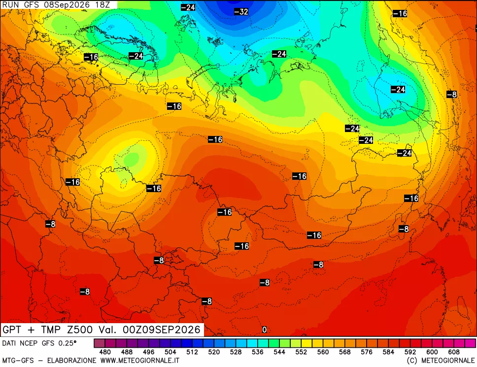 mappa 500 hPa GPT + Temp
