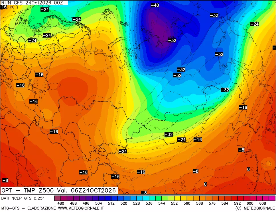 mappa 500 hPa GPT + Temp
