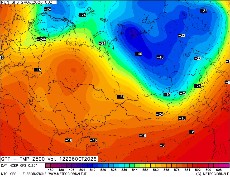 mappa 500 hPa GPT + Temp