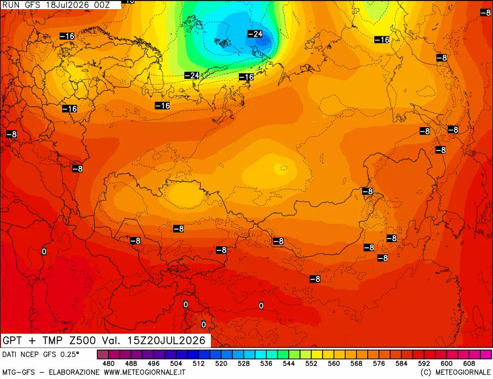 mappa 500 hPa GPT + Temp
