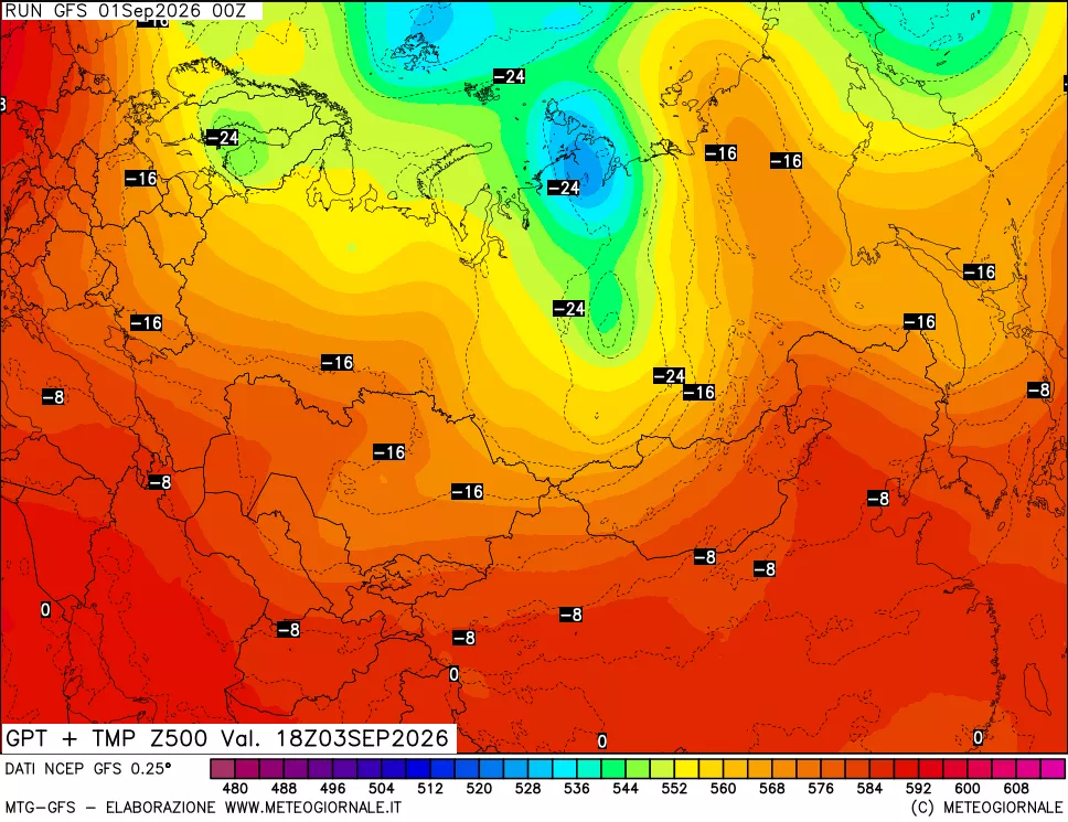 mappa 500 hPa GPT + Temp