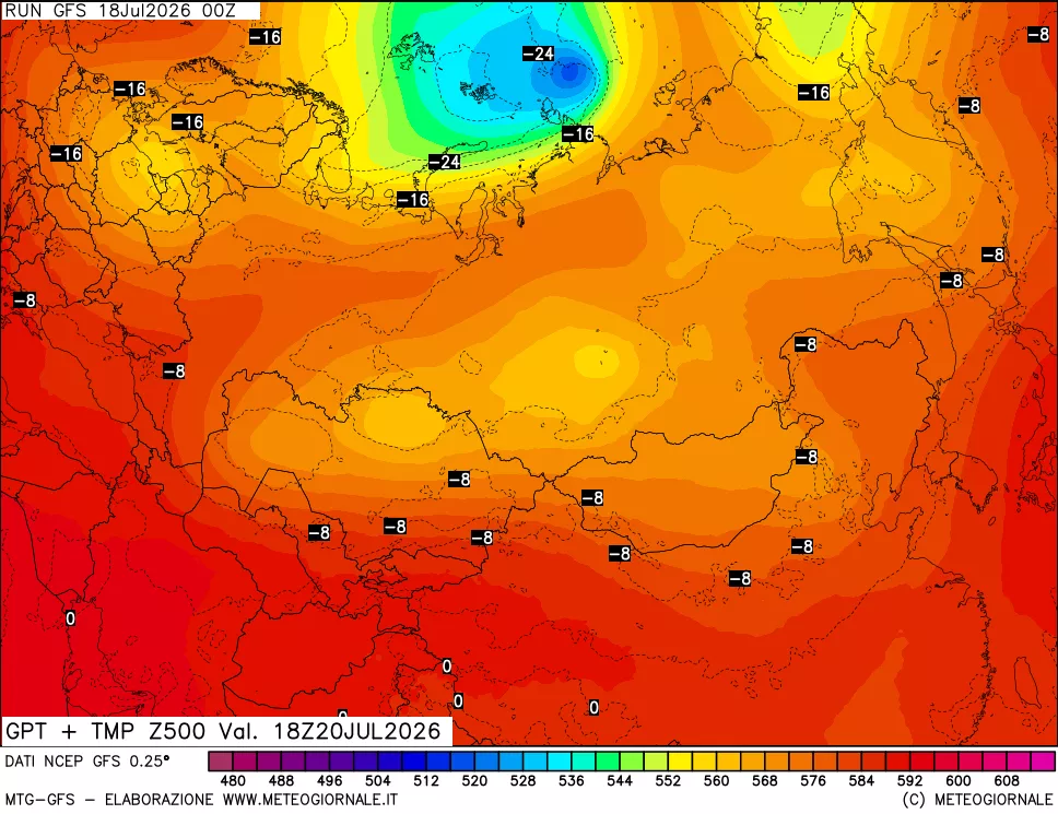 mappa 500 hPa GPT + Temp
