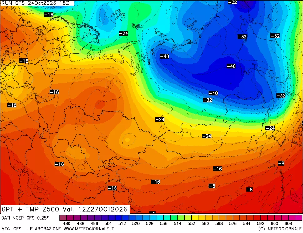 mappa 500 hPa GPT + Temp