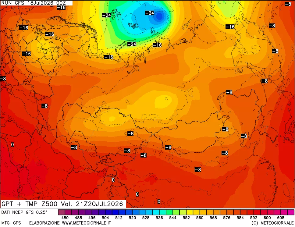 mappa 500 hPa GPT + Temp