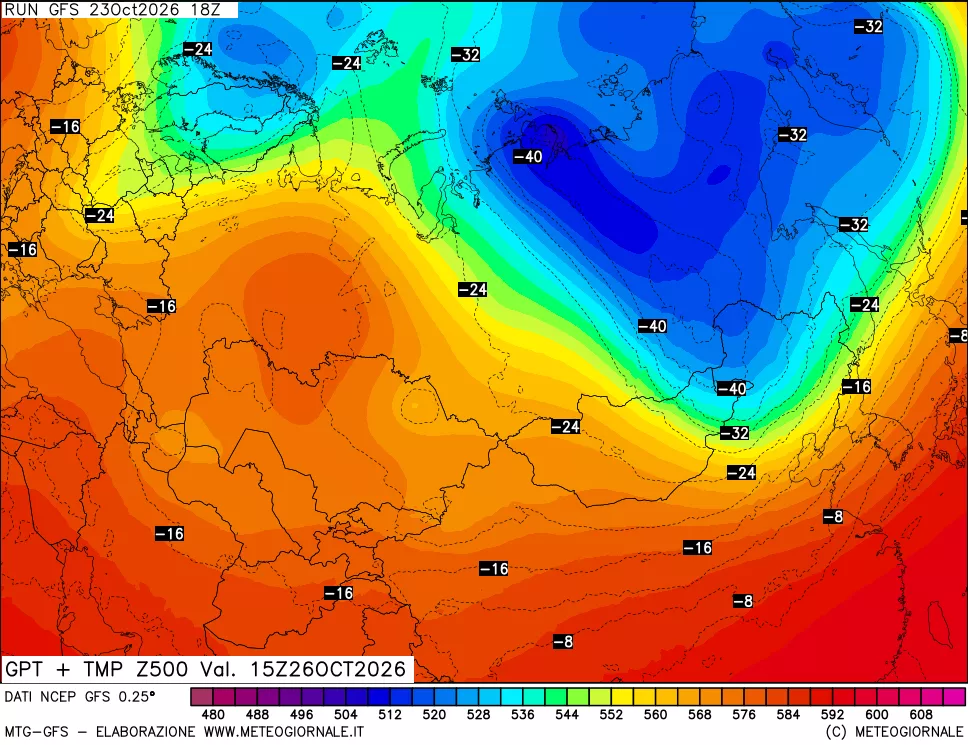 mappa 500 hPa GPT + Temp