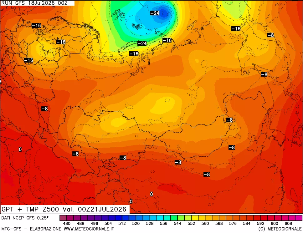 mappa 500 hPa GPT + Temp