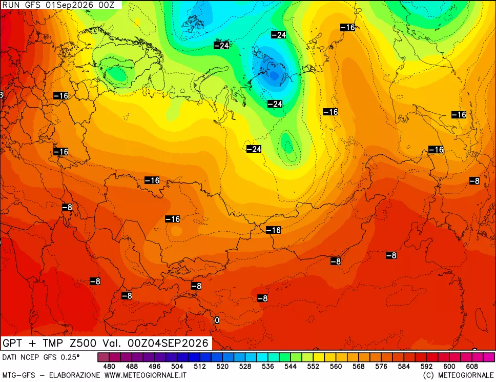 mappa 500 hPa GPT + Temp
