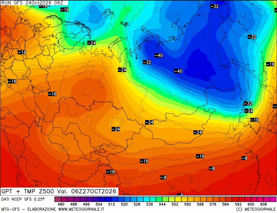 mappa 500 hPa GPT + Temp