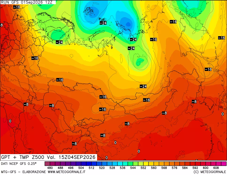 mappa 500 hPa GPT + Temp