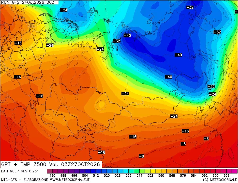 mappa 500 hPa GPT + Temp