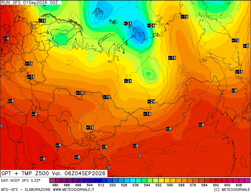 mappa 500 hPa GPT + Temp